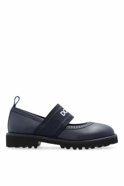 Dolce & Gabbana Kids NAVY BLUE Leather ballerinas with logo