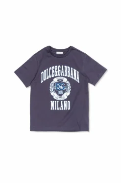 Dolce & Gabbana Kids NAVY BLUE T-shirt with velvety logo