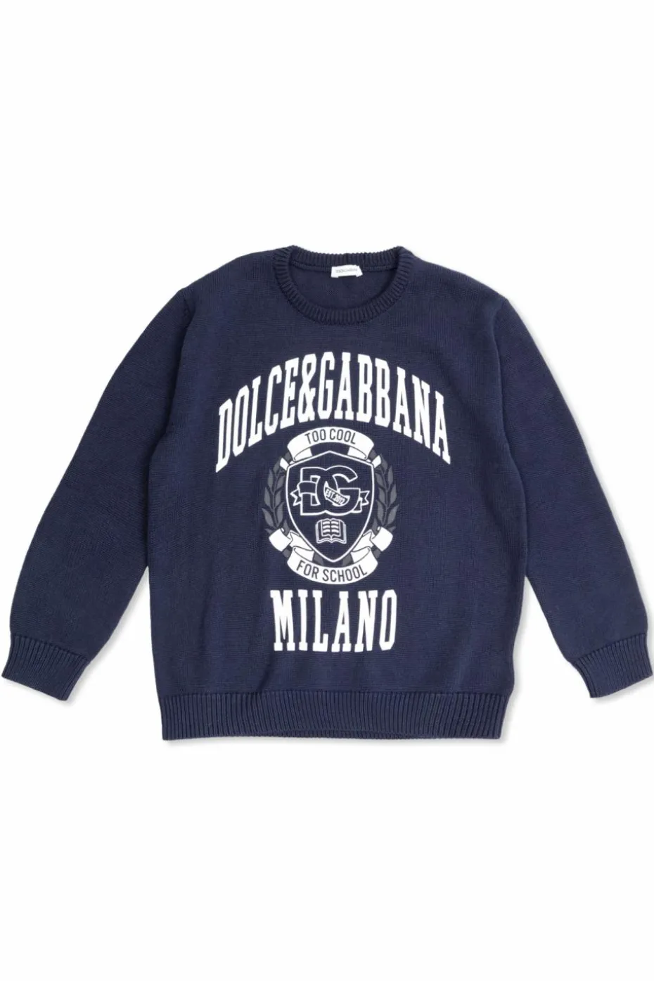 Dolce & Gabbana Kids NAVY BLUE Sweater with printed logo