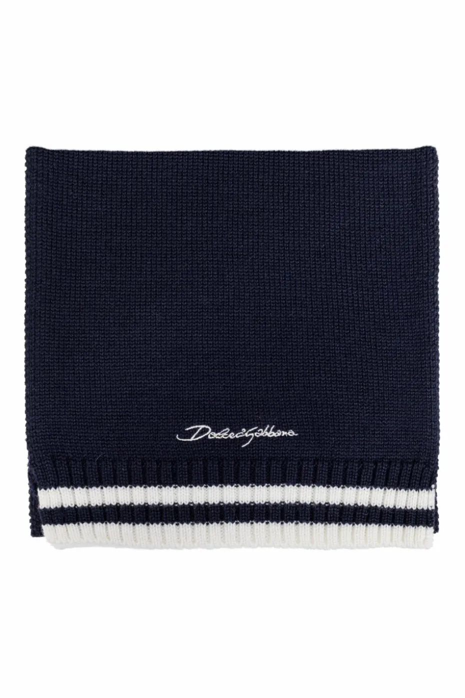 Dolce & Gabbana Kids NAVY BLUE Wool scarf with logo