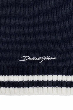 Dolce & Gabbana Kids NAVY BLUE Wool scarf with logo