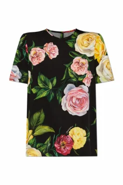 Dolce & Gabbana MULTICOLOUR Silk top with floral motif