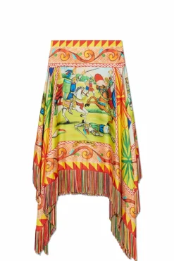Dolce & Gabbana MULTICOLOUR Asymmetric skirt with fringes