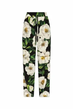 Dolce & Gabbana MULTICOLOUR Silk pants with floral motif