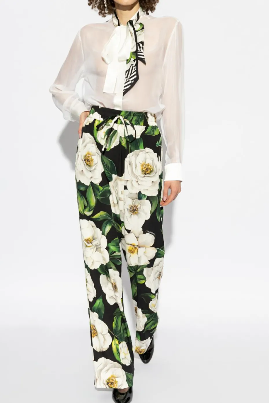 Dolce & Gabbana MULTICOLOUR Silk pants with floral motif