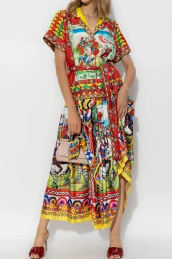 Dolce & Gabbana MULTICOLOUR Silk skirt with Caretto pattern