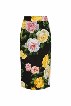 Dolce & Gabbana MULTICOLOUR Silk skirt with floral motif