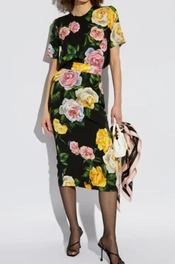 Dolce & Gabbana MULTICOLOUR Silk skirt with floral motif
