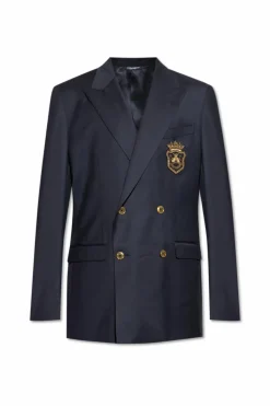 Dolce & Gabbana NAVY BLUE Wool blazer with appliqué