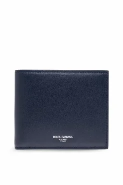 Dolce & Gabbana NAVY BLUE Leather wallet with logo