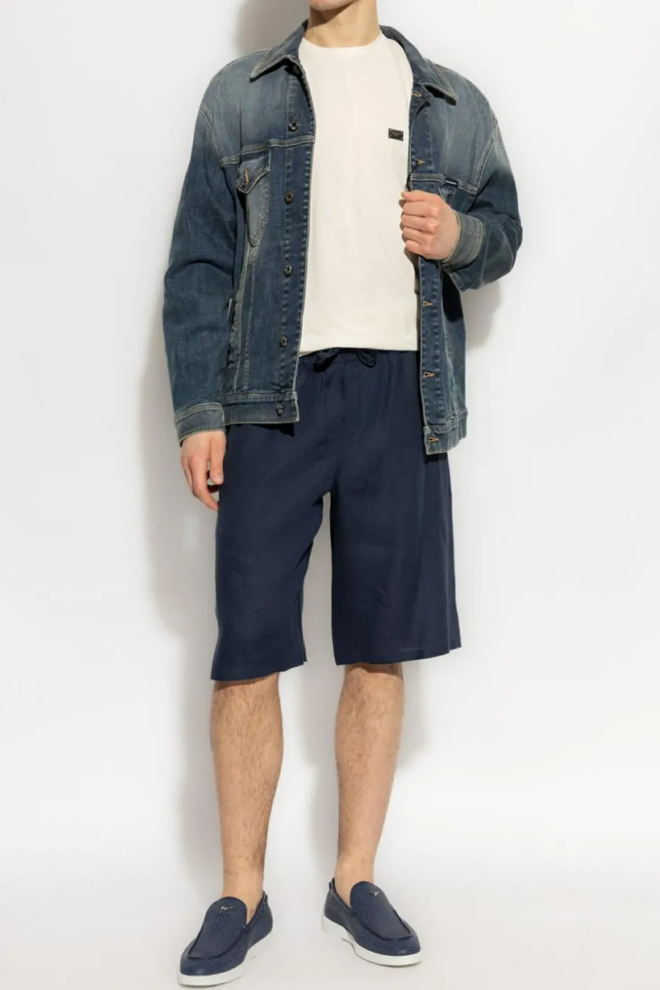 Dolce & Gabbana NAVY BLUE Linen shorts