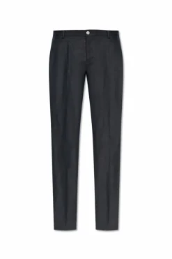 Dolce & Gabbana NAVY BLUE Linen pleated trousers