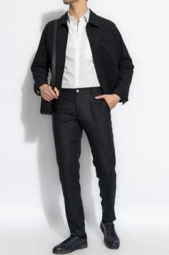 Dolce & Gabbana NAVY BLUE Linen pleated trousers