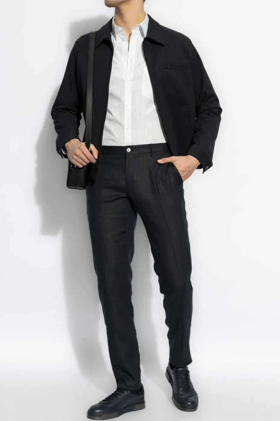 Dolce & Gabbana NAVY BLUE Linen pleated trousers