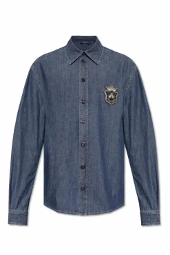 Dolce & Gabbana NAVY BLUE Denim shirt with appliqué