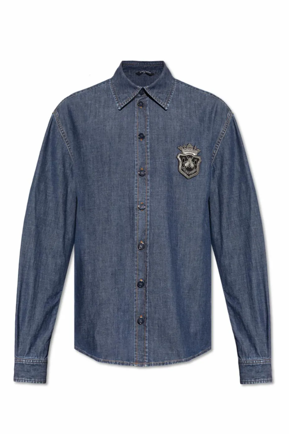 Dolce & Gabbana NAVY BLUE Denim shirt with appliqué
