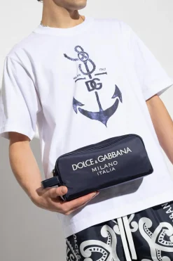 Dolce & Gabbana NAVY BLUE Wash bag with logo