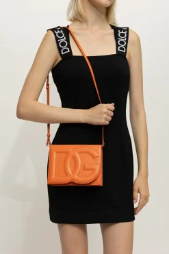 Dolce & Gabbana ORANGE Leather shoulder bag with logo
