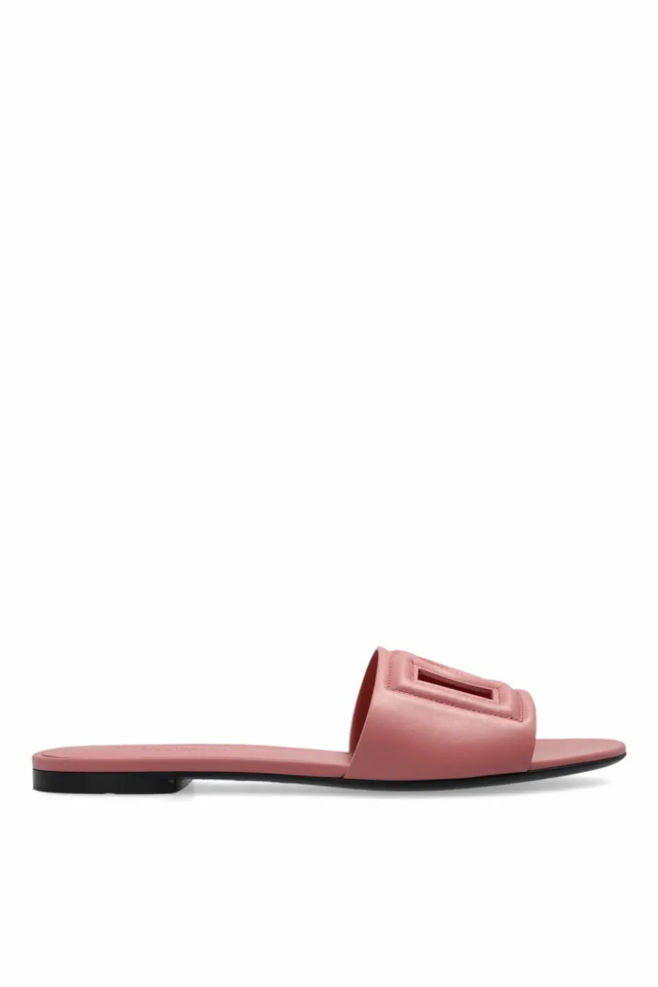 Dolce & Gabbana PINK Leather slides with logo