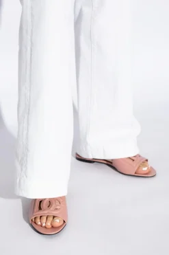 Dolce & Gabbana PINK Leather slides with logo