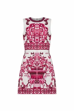 Dolce & Gabbana PINK Sleeveless dress with 'Majolica' print
