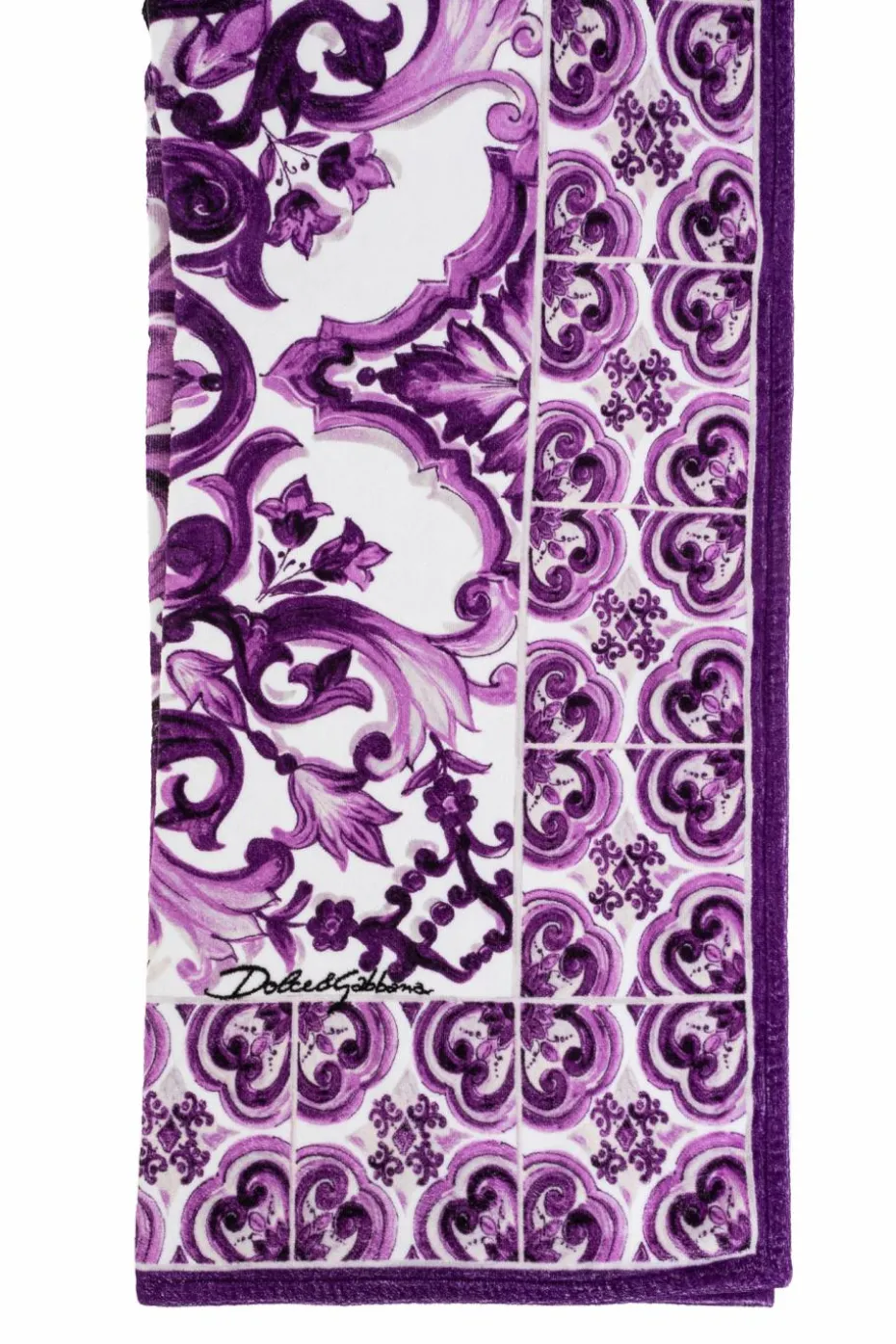 Dolce & Gabbana PURPLE Bath towel with "Majolica" print