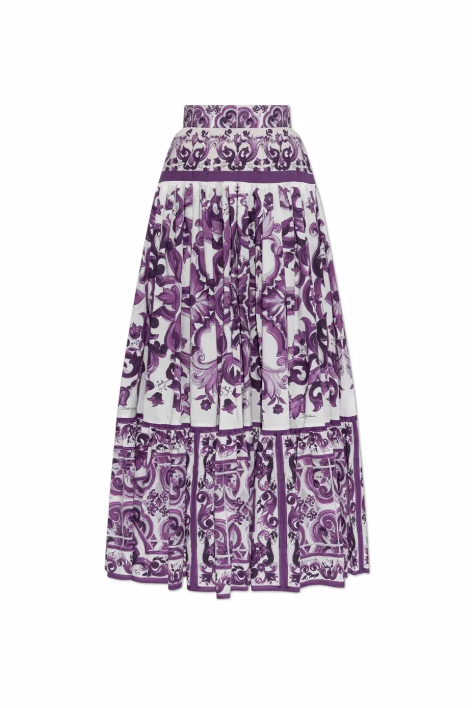 Dolce & Gabbana PURPLE Cotton skirt with "Majolica" print