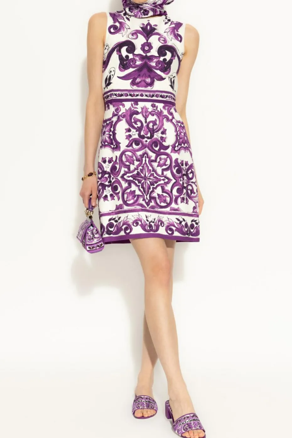 Dolce & Gabbana PURPLE Dress with "Majolica" print