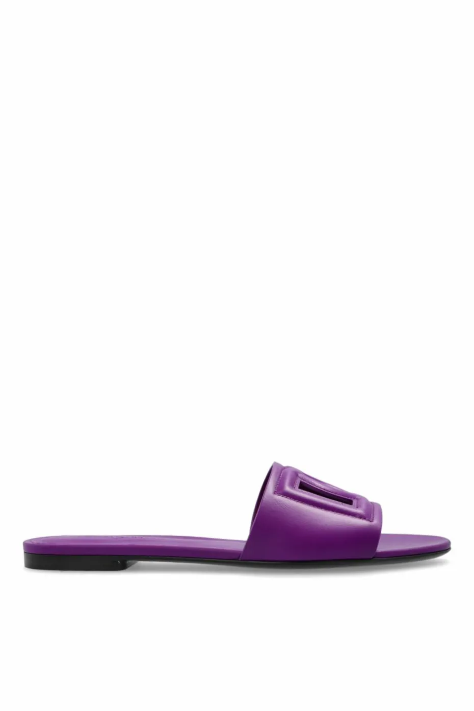 Dolce & Gabbana PURPLE Leather slides with logo