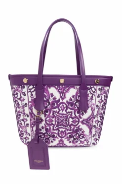 Dolce & Gabbana PURPLE Shopper bag with "Majolica" print