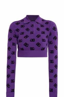Dolce & Gabbana PURPLE Short polo with long sleeves