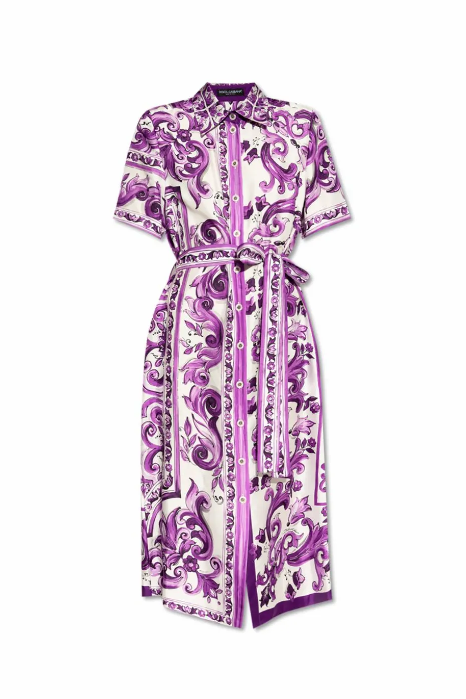 Dolce & Gabbana PURPLE Silk dress with "Majolica" print