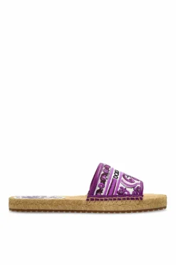 Dolce & Gabbana PURPLE Slides with 'Majolica' pattern
