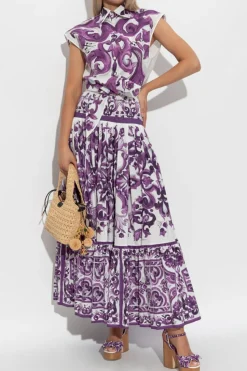 Dolce & Gabbana PURPLE Top with "Majolica" print