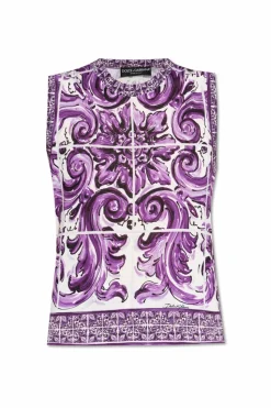 Dolce & Gabbana PURPLE Top with "Majolica" print