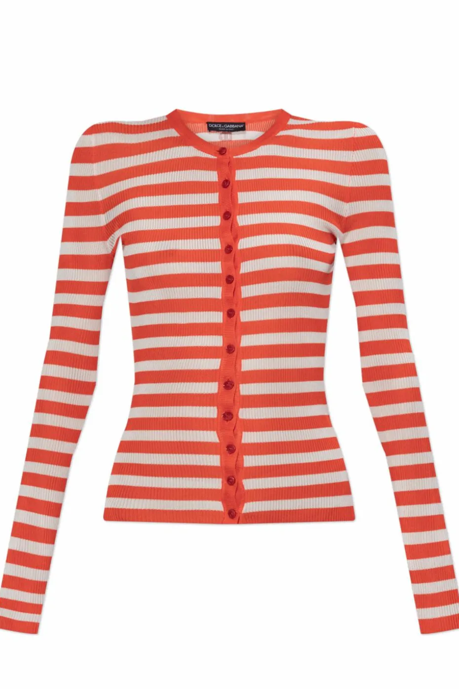 Dolce & Gabbana RED Cardigan with striped pattern