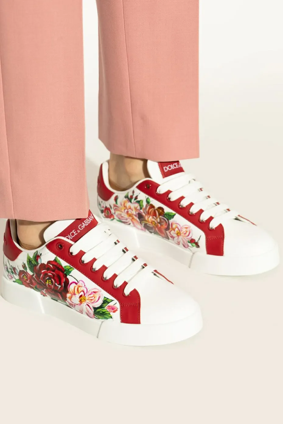 Dolce & Gabbana RED Floral motif sports shoes