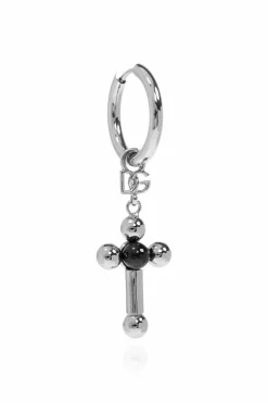 Dolce & Gabbana SILVER Earrings with religious motif pendant