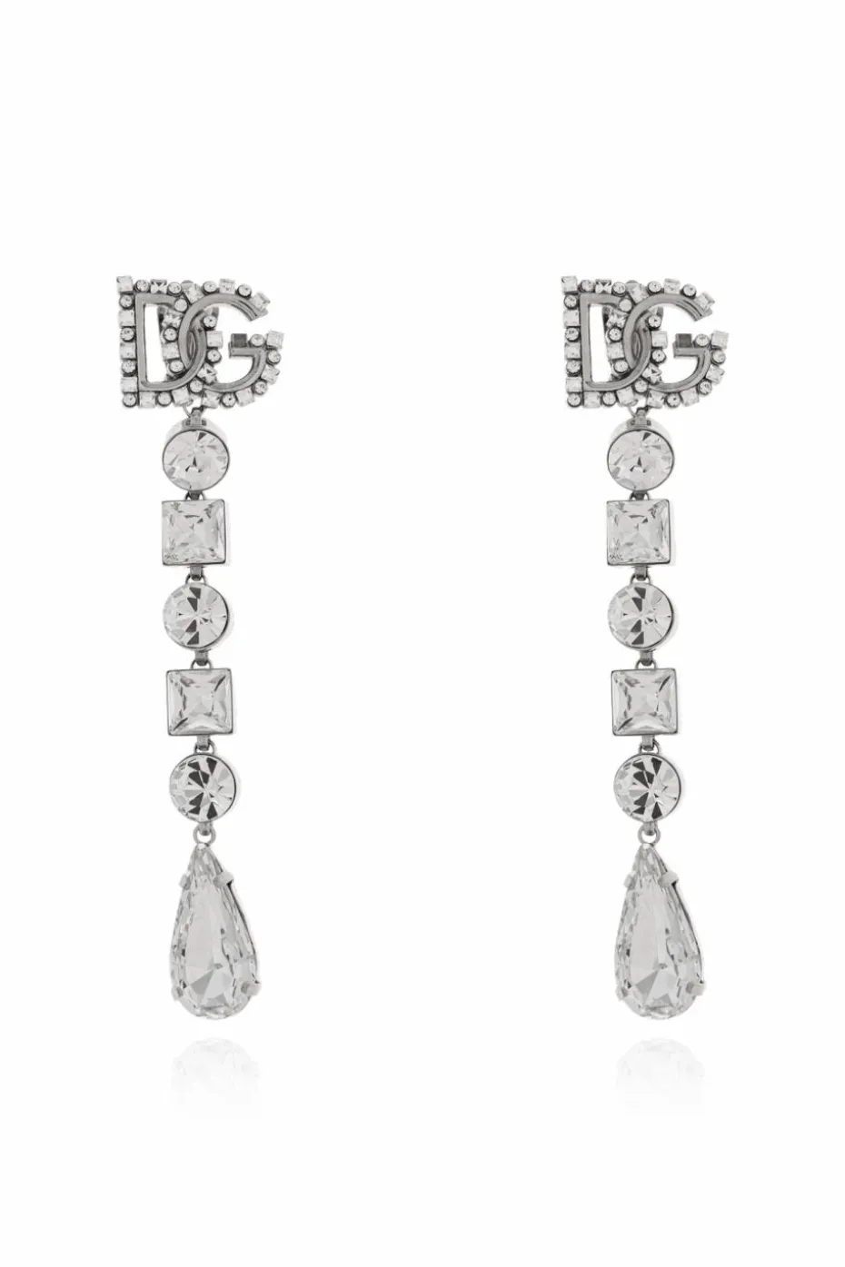 Dolce & Gabbana SILVER Long earrings with shimmering crystals