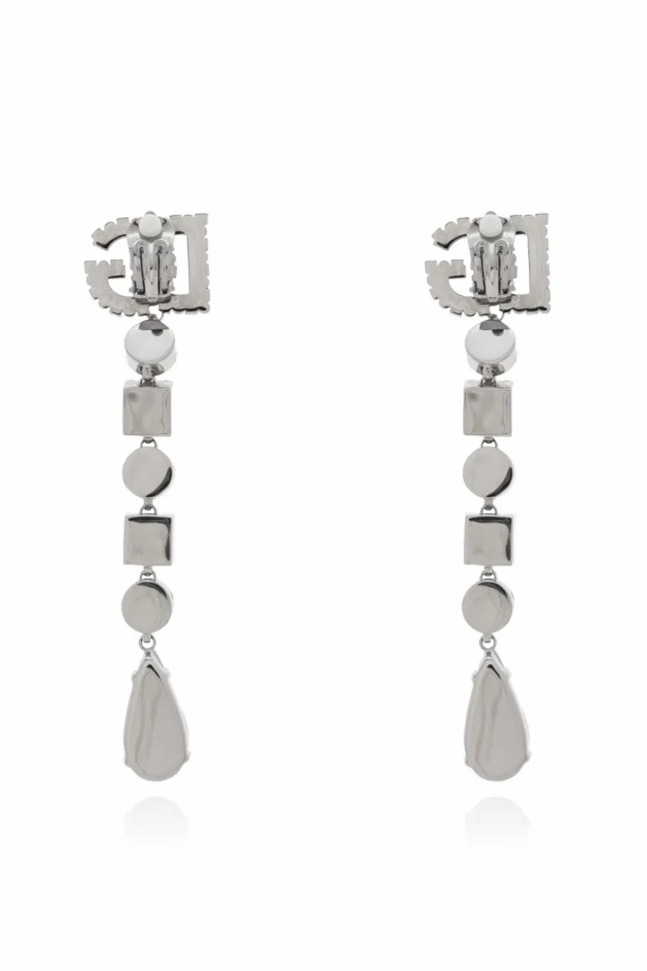Dolce & Gabbana SILVER Long earrings with shimmering crystals