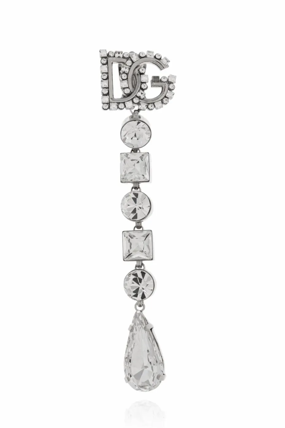 Dolce & Gabbana SILVER Long earrings with shimmering crystals