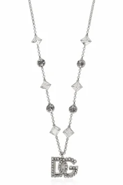 Dolce & Gabbana SILVER Necklace with shimmering crystals