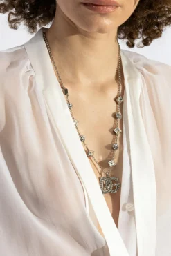 Dolce & Gabbana SILVER Necklace with shimmering crystals