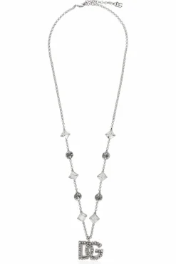 Dolce & Gabbana SILVER Necklace with shimmering crystals