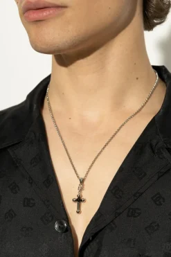 Dolce & Gabbana SILVER Necklace with a pendant featuring a religious motif