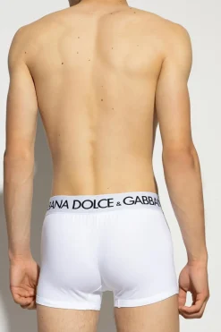 Dolce & Gabbana WHITE Branded boxers 2-pack