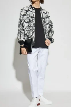 Dolce & Gabbana WHITE Cotton trousers with embroidered logo