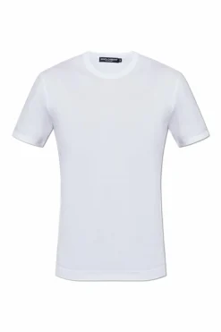 Dolce & Gabbana WHITE Cotton t-shirt with a round neckline