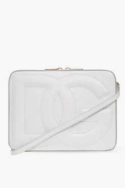 Dolce & Gabbana WHITE Leather shoulder bag with logo