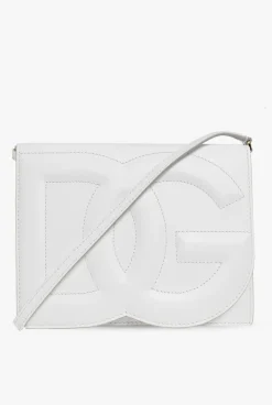Dolce & Gabbana WHITE Leather shoulder bag with logo